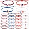 24 Pcs 4th of July Bracelets Red White and Blue USA Star American Flag String Woven Bracelets Bulk decorations for Patriotic Independence Day Party Favors